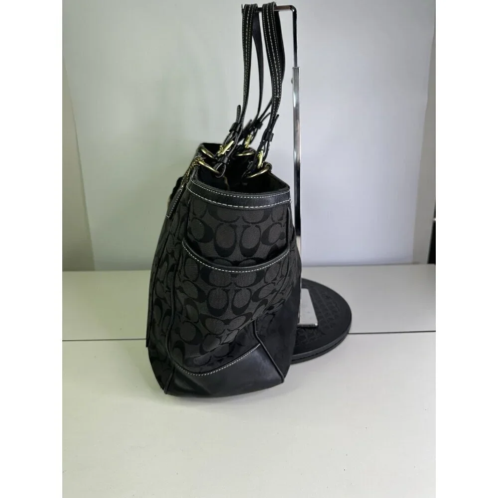 Coach Oversized Shoulder Bag Diaper Bag Brown Model 10841 Black